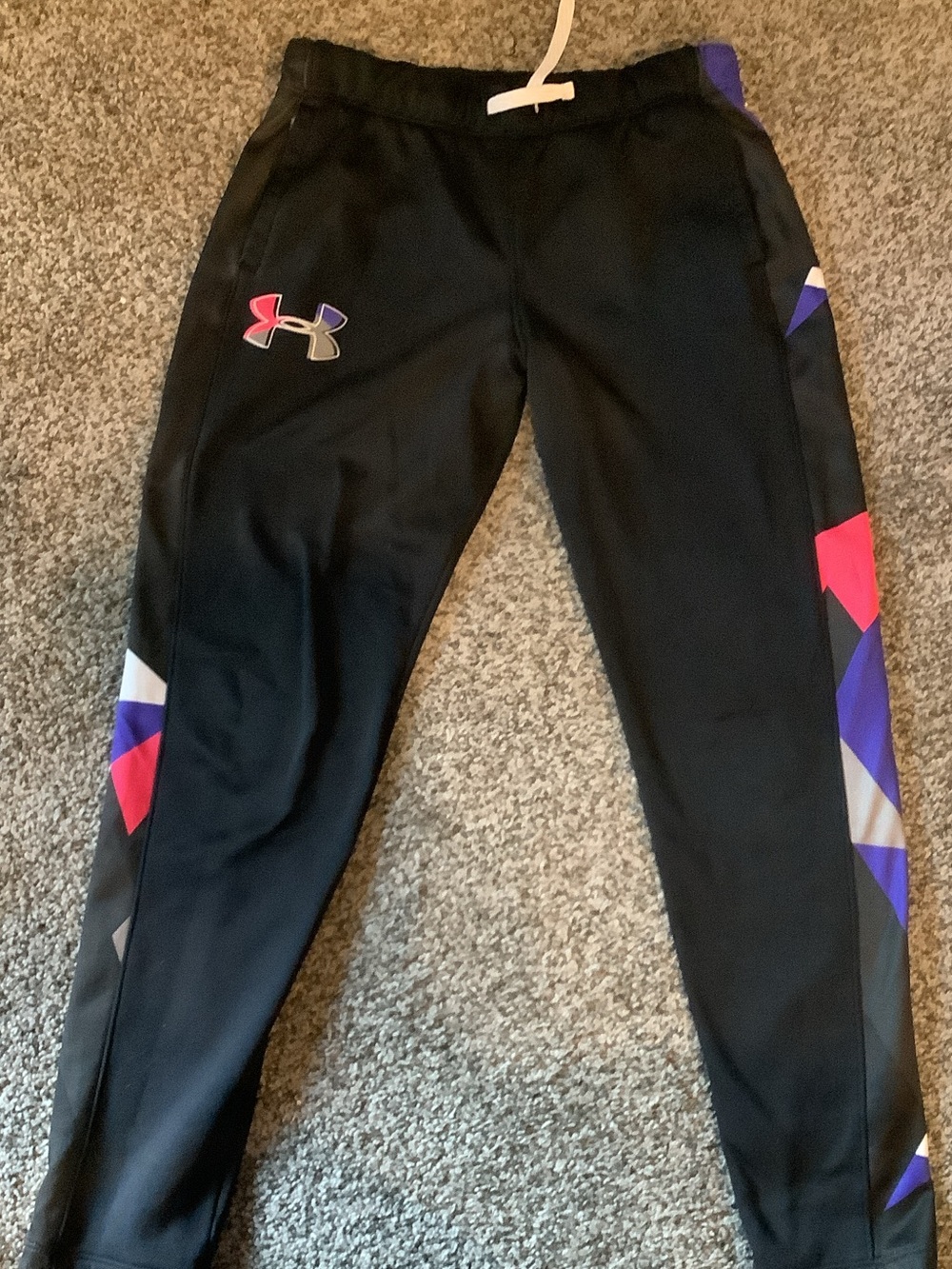 Under Armour Black Girls' Joggers with Pink, Purple & Gray Accents